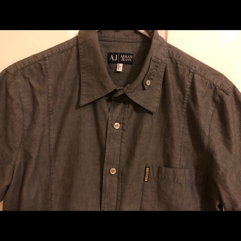 Armani Jeans Men’s Grey Button Down Shirt Large